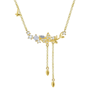 Zircon butterfly tassel necklace