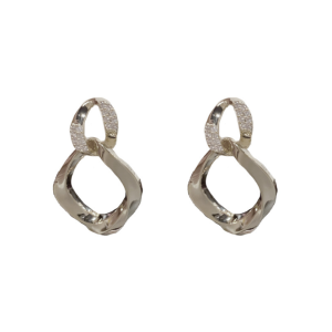 Fashionable diamond studded metal geometric earrings