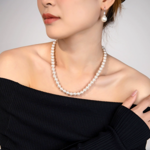 Pearl necklace earring two-piece set