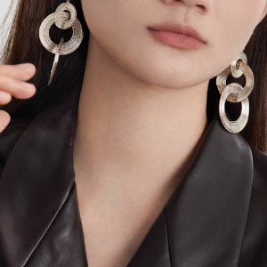 Long and large circular earrings