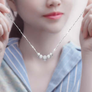 Pure silver transit bead necklace
